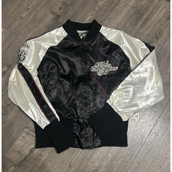 RARE Vintage Y2K Medium Reversible Apple bottom Jeans Satin Jacket - Picture 1 of 7